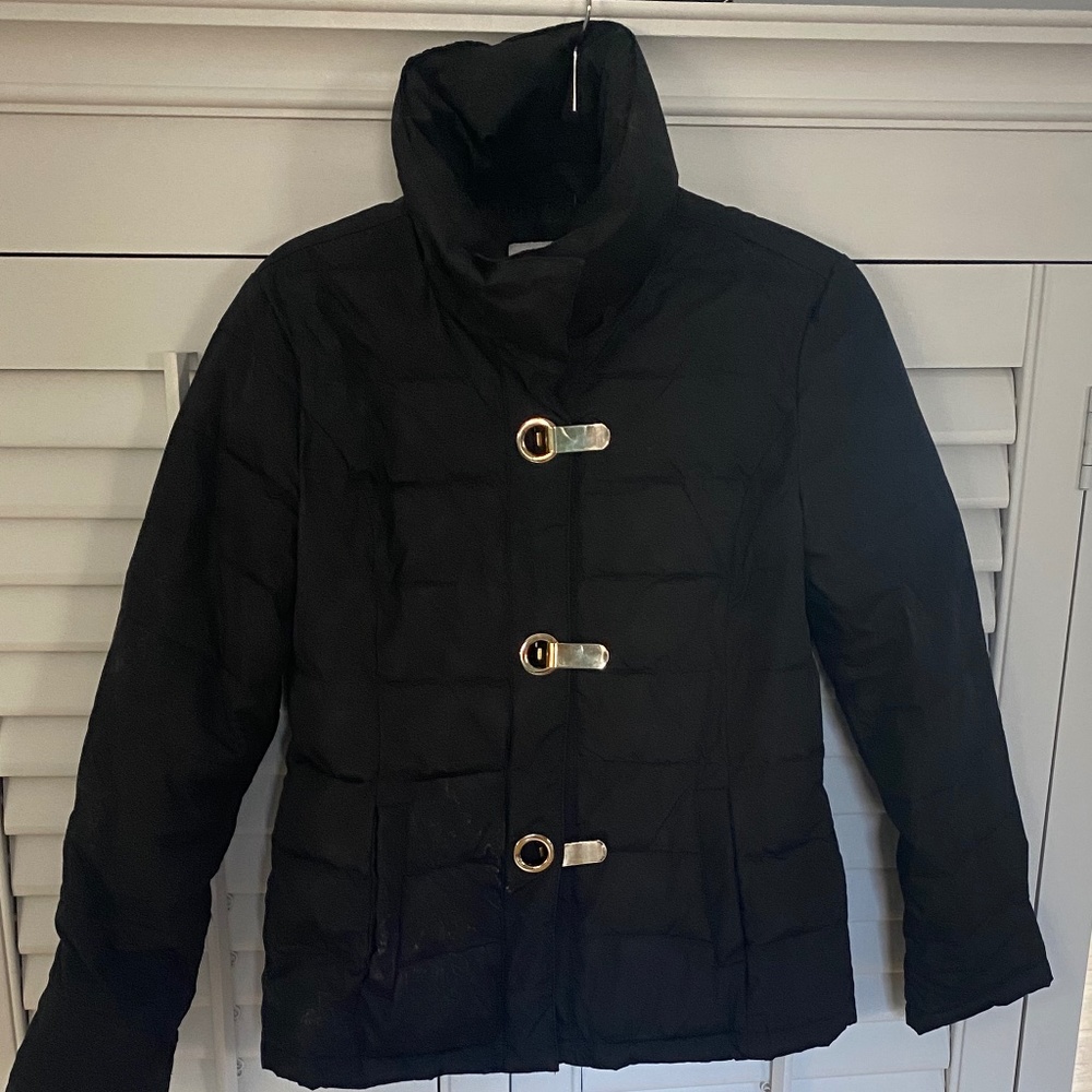 Black jacket with gold clips